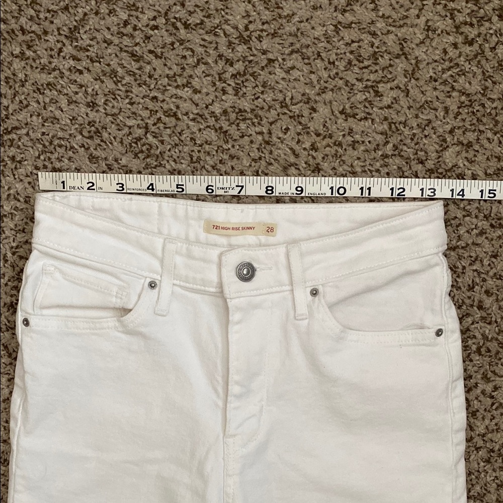 Levi's Women's 721 High Rise Distressed White Skinny Jeans - Picture 7 of 15